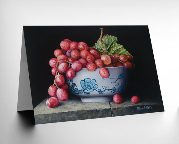Bowl of Red Grapes - Greeting Card