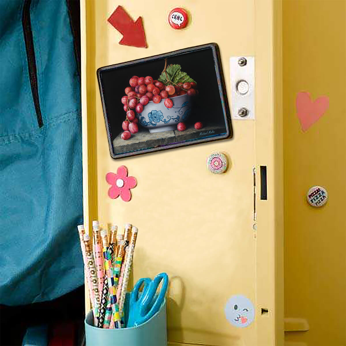 Bowl of Red Grapes - Framed Magnet