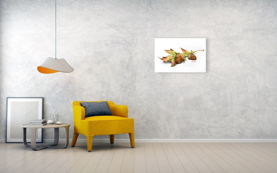 Autumn Oak And Acorns - Metal Print