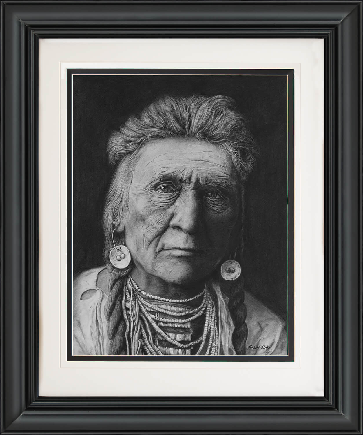 Charcoal Drawing of a Crow Warrior