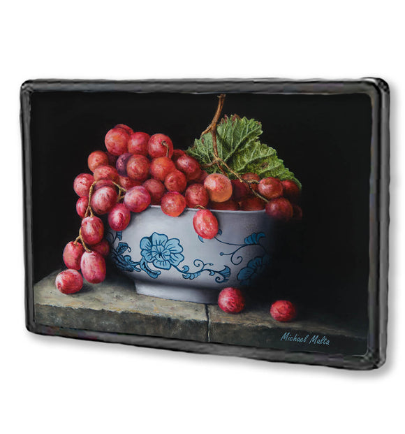 Bowl of Red Grapes - Framed Magnet