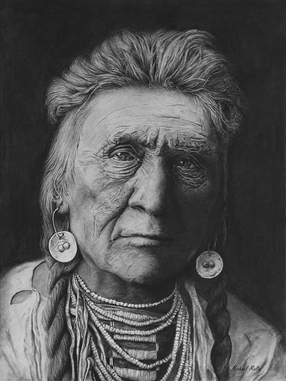 Charcoal Drawing of a Crow Warrior