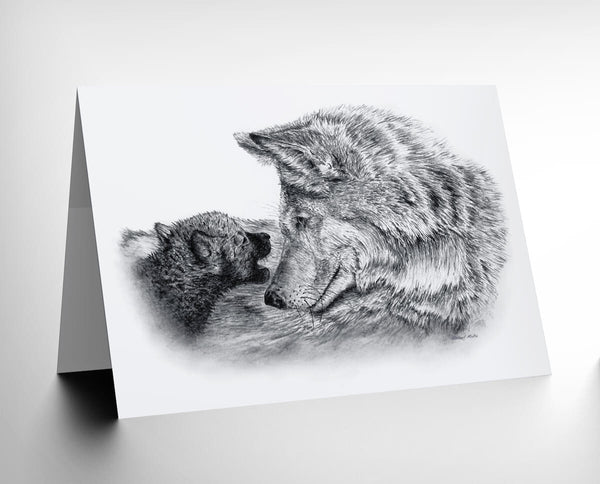 Mother & Cub Caring - Greeting Card