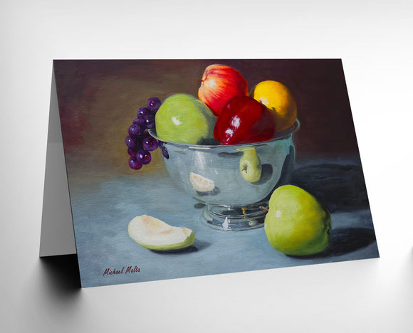 Silver Bowl of Fruit - Greeting Card