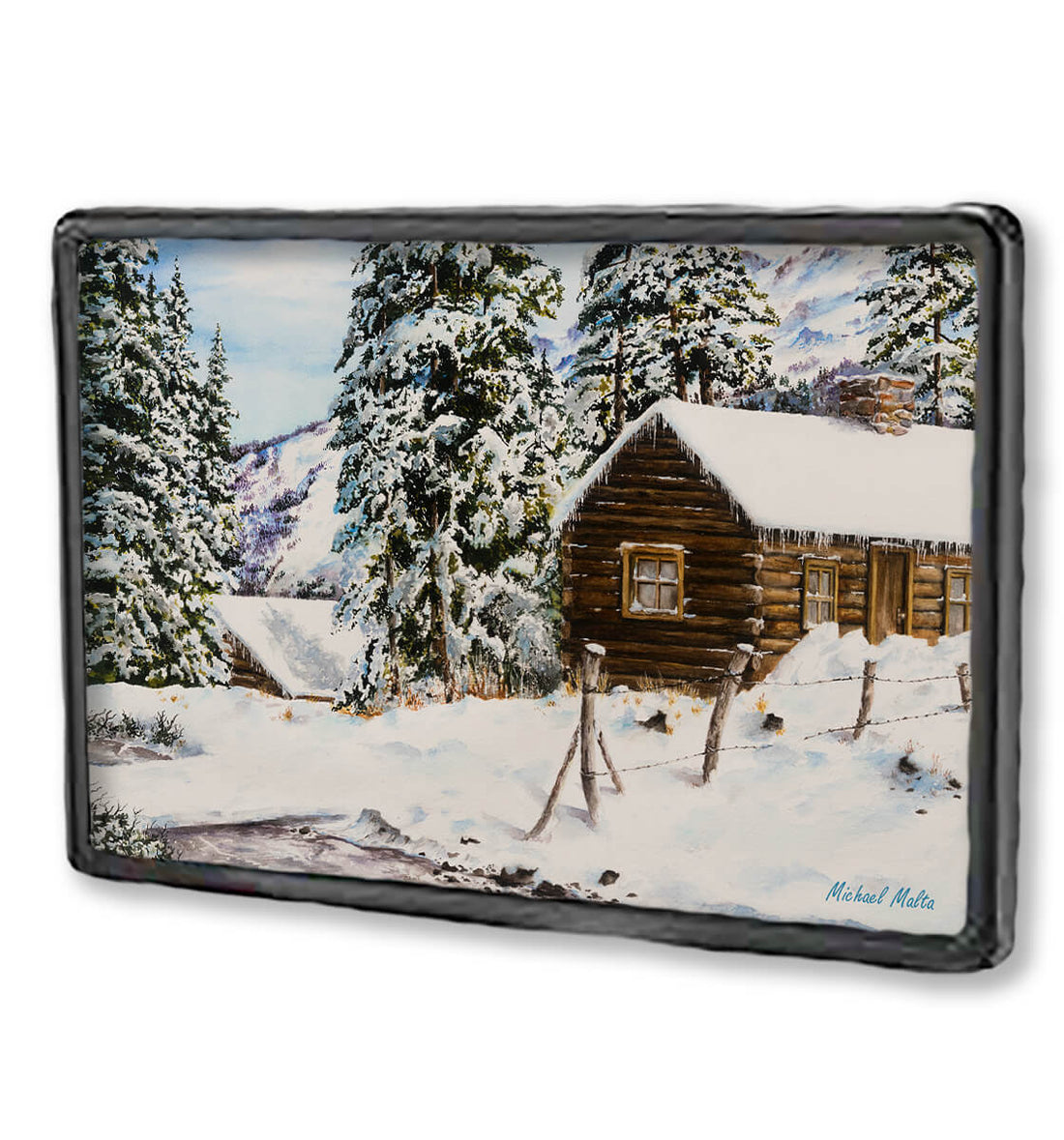 Snowy Retreat - Framed Magnet
