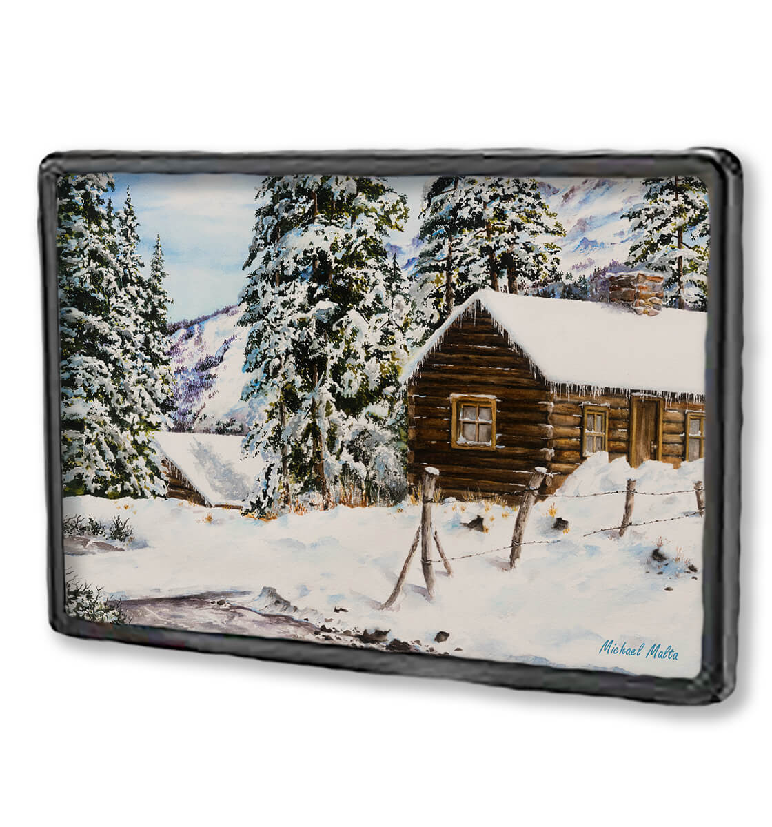 Snowy Retreat - Framed Magnet