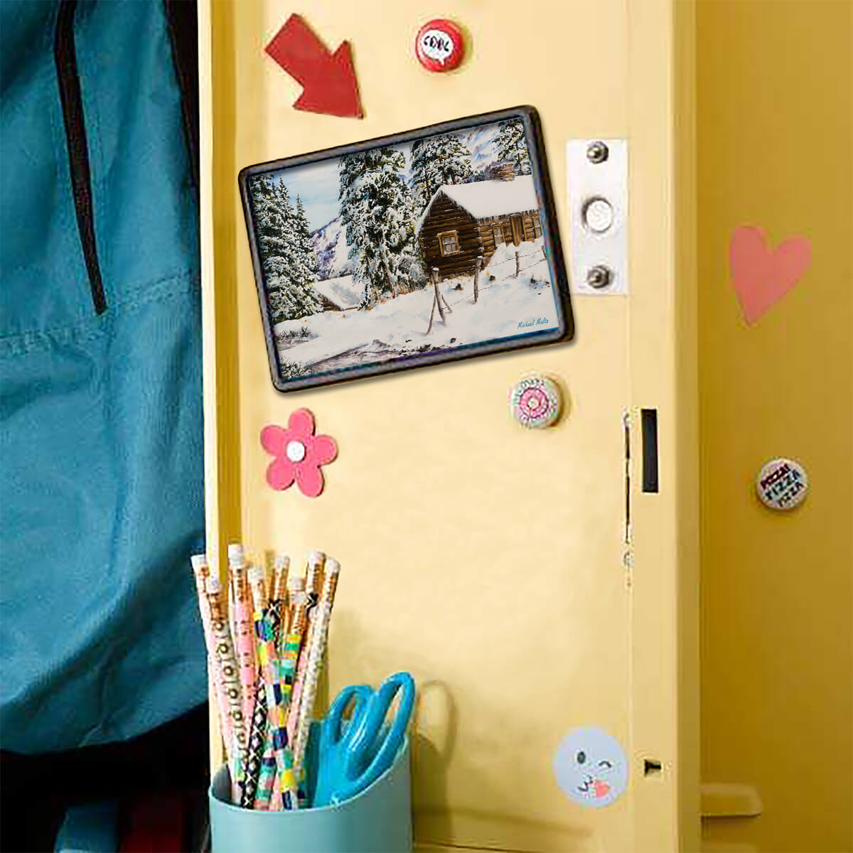 Snowy Retreat - Framed Magnet
