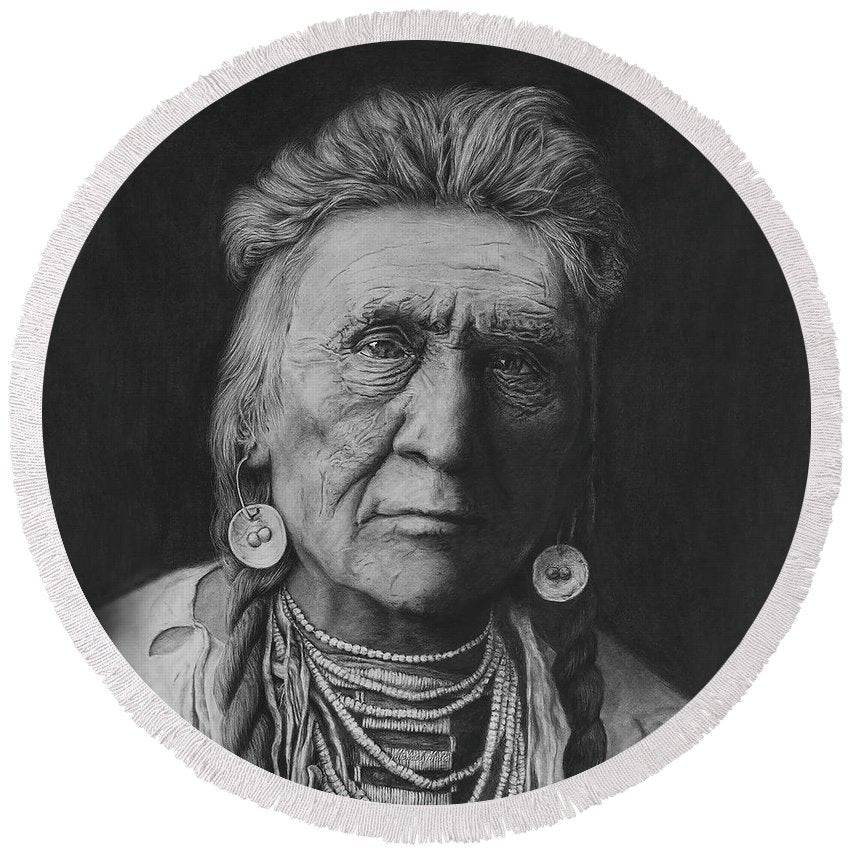 Crow Warrior - Round Beach Towel