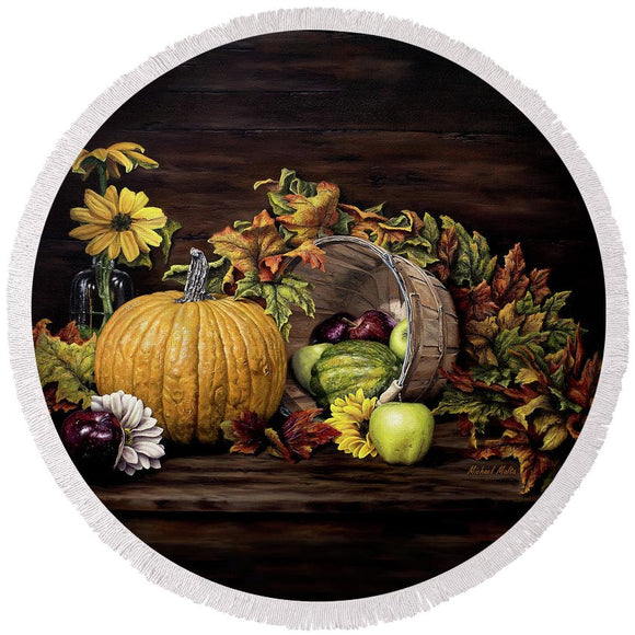 A Touch Of Autumn - Round Beach Towel