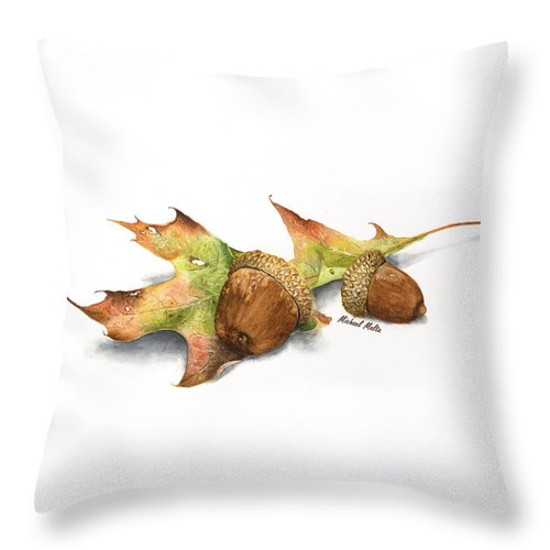 Autumn Oak And Acorns - Throw Pillow