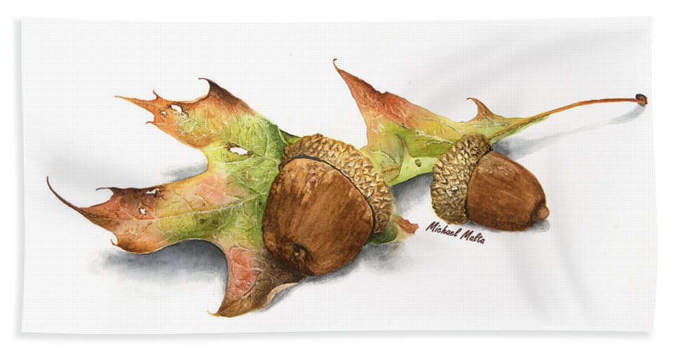 Autumn Oak And Acorns - Beach Towel