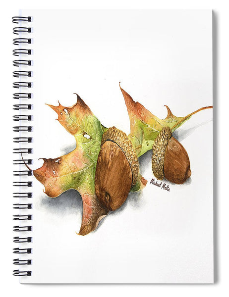 Autumn Oak And Acorns - Spiral Notebook