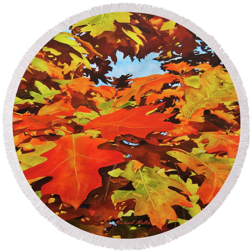 Burst Of Autumn - Round Beach Towel