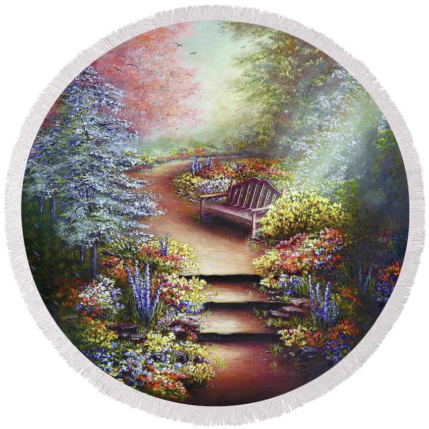 Colours Of Serenity - Round Beach Towel