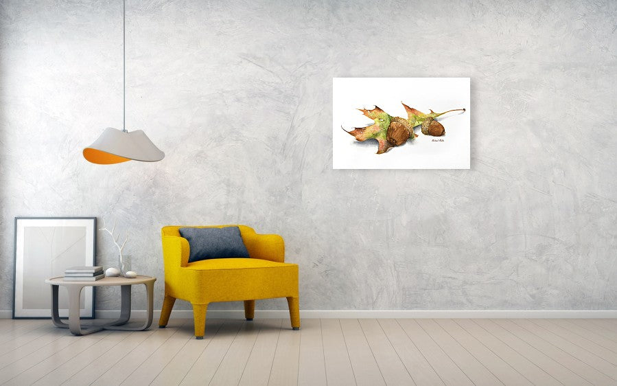 Autumn Oak And Acorns - Canvas Print