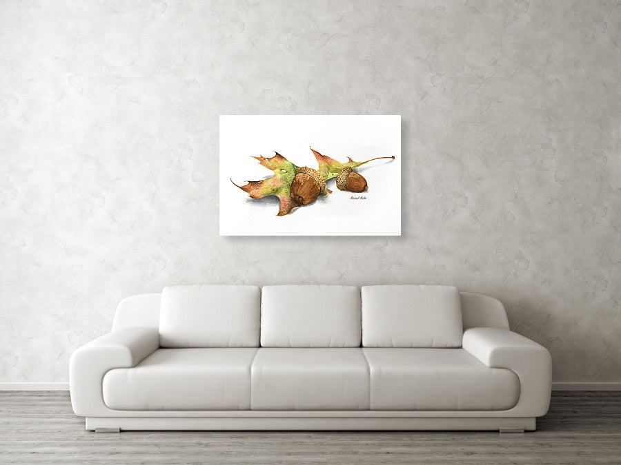 Autumn Oak And Acorns - Metal Print