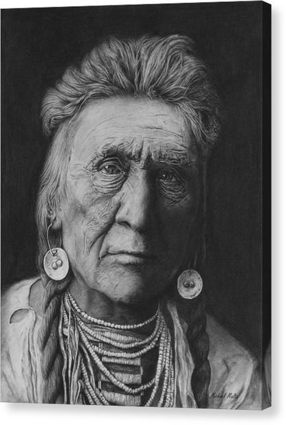 Charcoal Drawing of a Crow Warrior