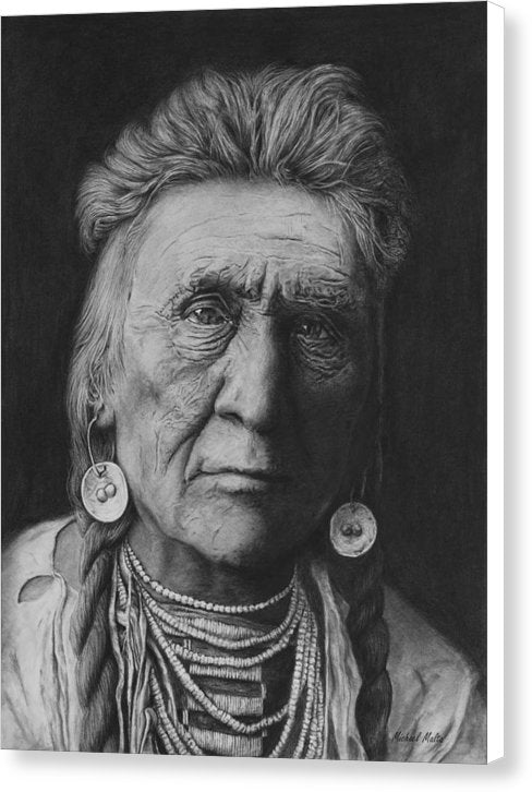 Charcoal Drawing of a Crow Warrior