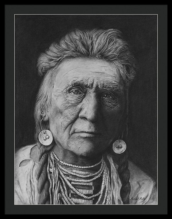 Charcoal Drawing of a Crow Warrior