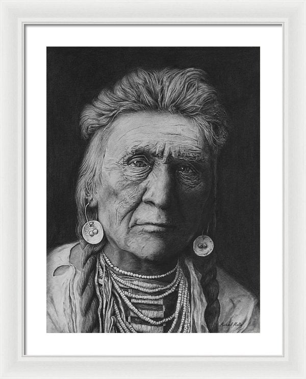 Charcoal Drawing of a Crow Warrior