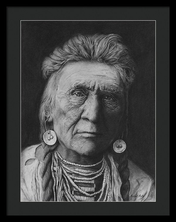 Charcoal Drawing of a Crow Warrior