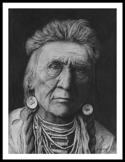 Charcoal Drawing of a Crow Warrior