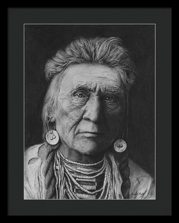 Charcoal Drawing of a Crow Warrior