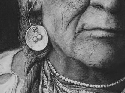 Charcoal Drawing of a Crow Warrior