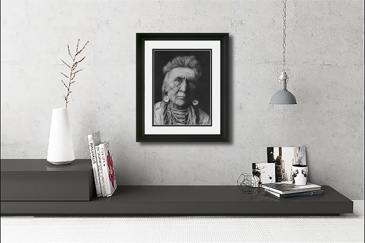Charcoal Drawing of a Crow Warrior