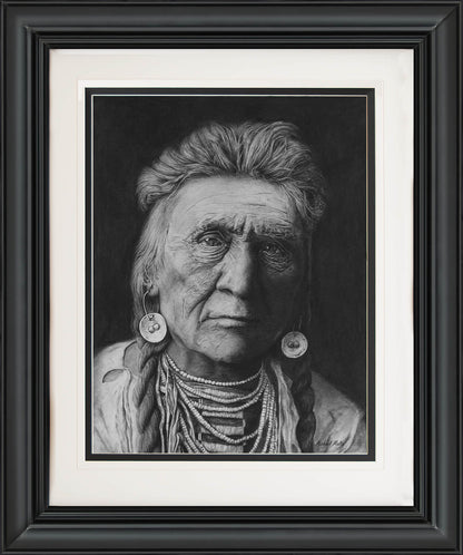 Charcoal Drawing of a Crow Warrior