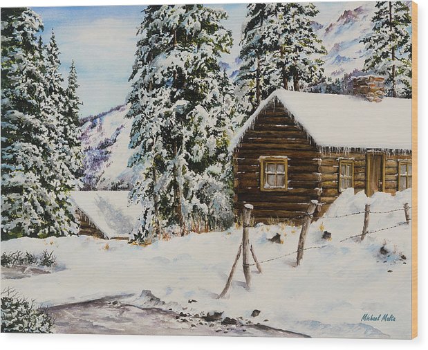 Snowy Retreat - Wood Print